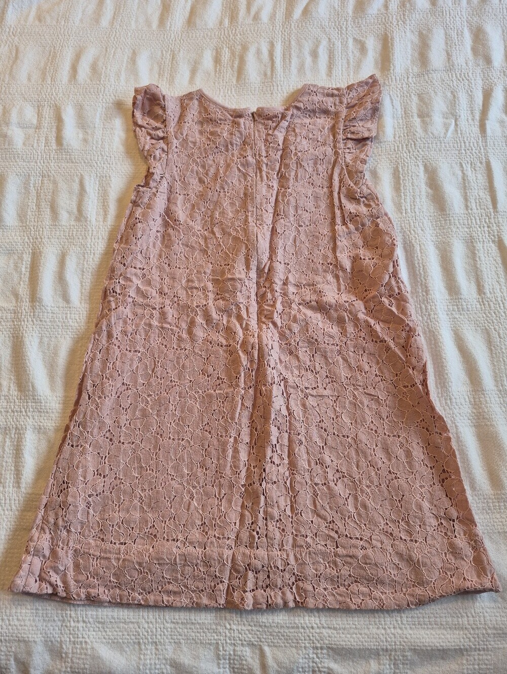 Mini Boden girls 7-8 years pink lacy fabric jersey lined, sequin bow VGUC - Picture 5 of 8